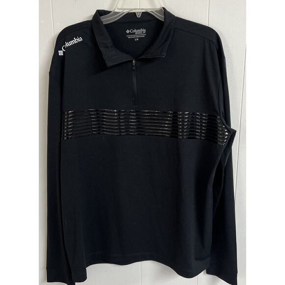 EUC Columbia Golf Shirt Mens Large Black Dynamic Pullover 1/4 Zip Omni Wick Logo - Picture 1 of 5